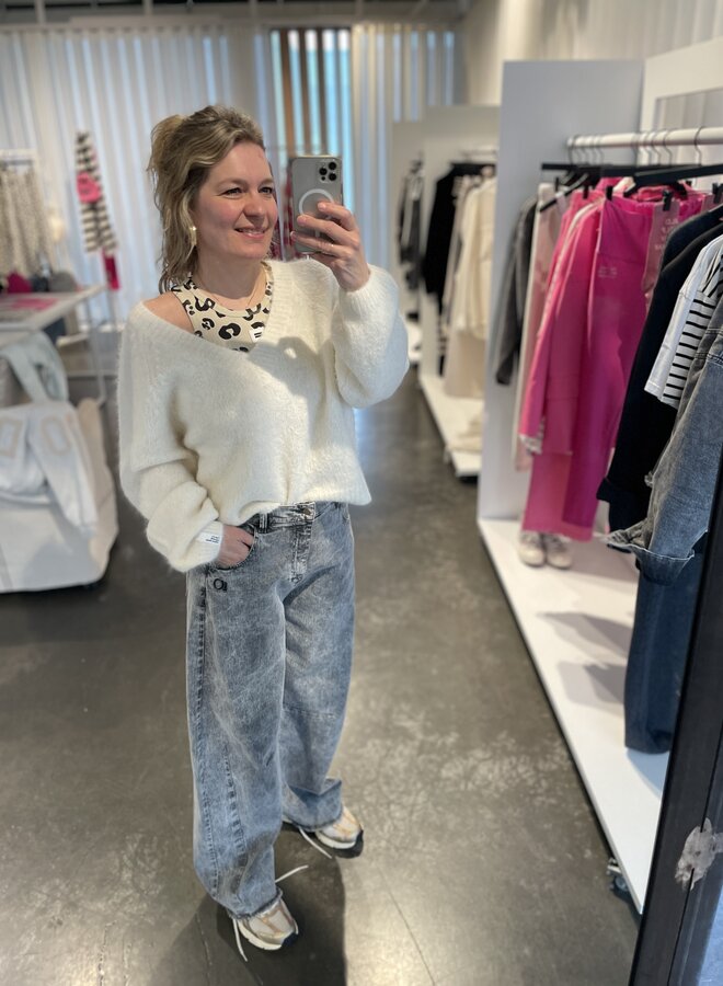 10days cropped v-neck sweater knit natural