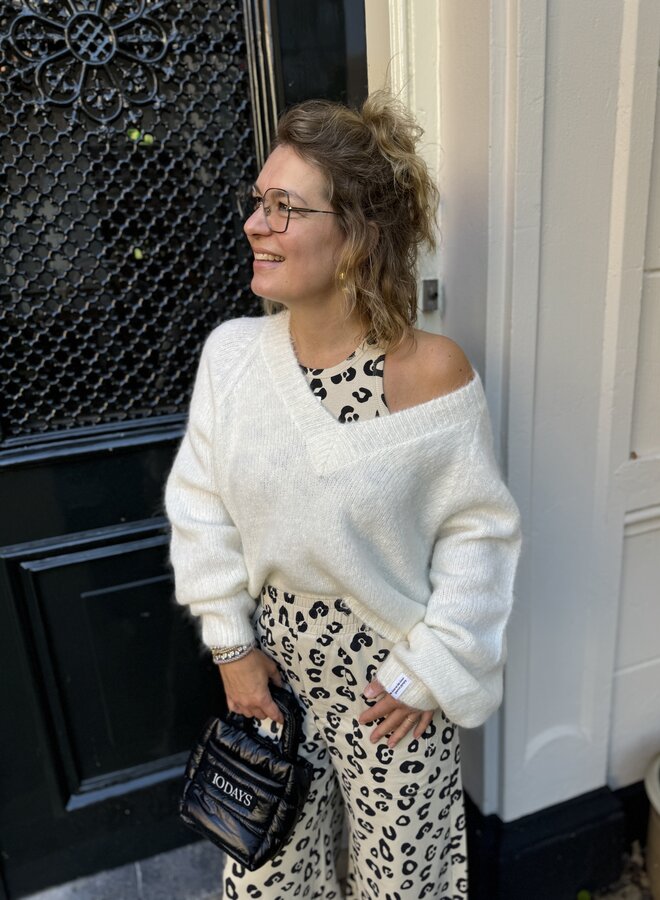10days cropped v-neck sweater knit natural