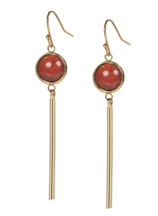 Ellen beekmans gemstone oorbellen met staafhanger cognac