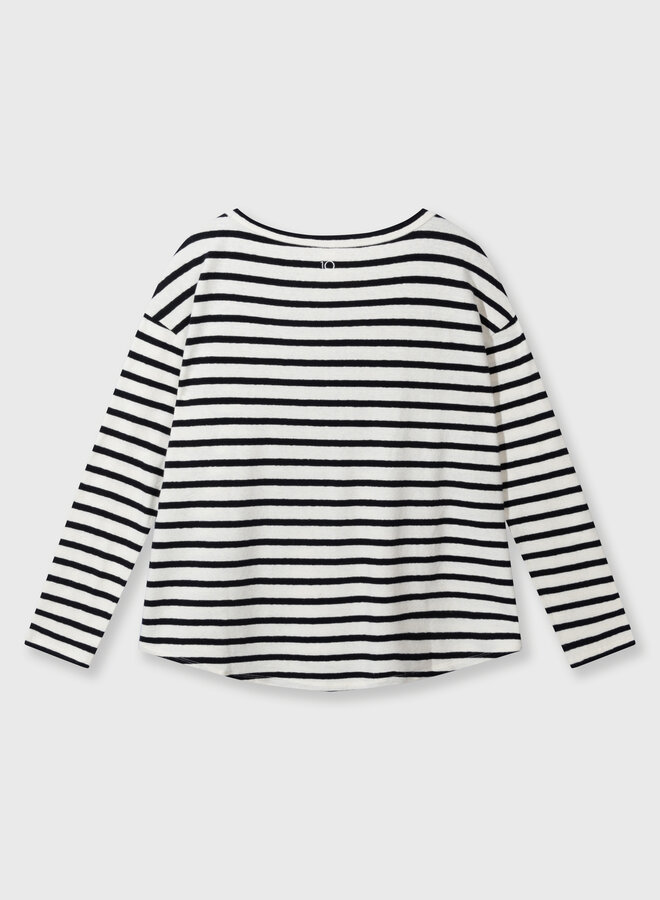 10days longsleeve tee linen stripe ecru/black