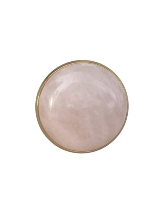 Ellen beekmans ring met grote steen van rozenkwarts