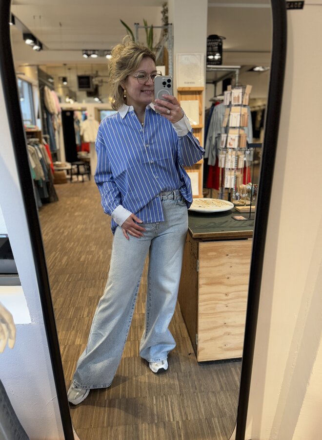 Dante6 dandy stripe shirt cornflower blue