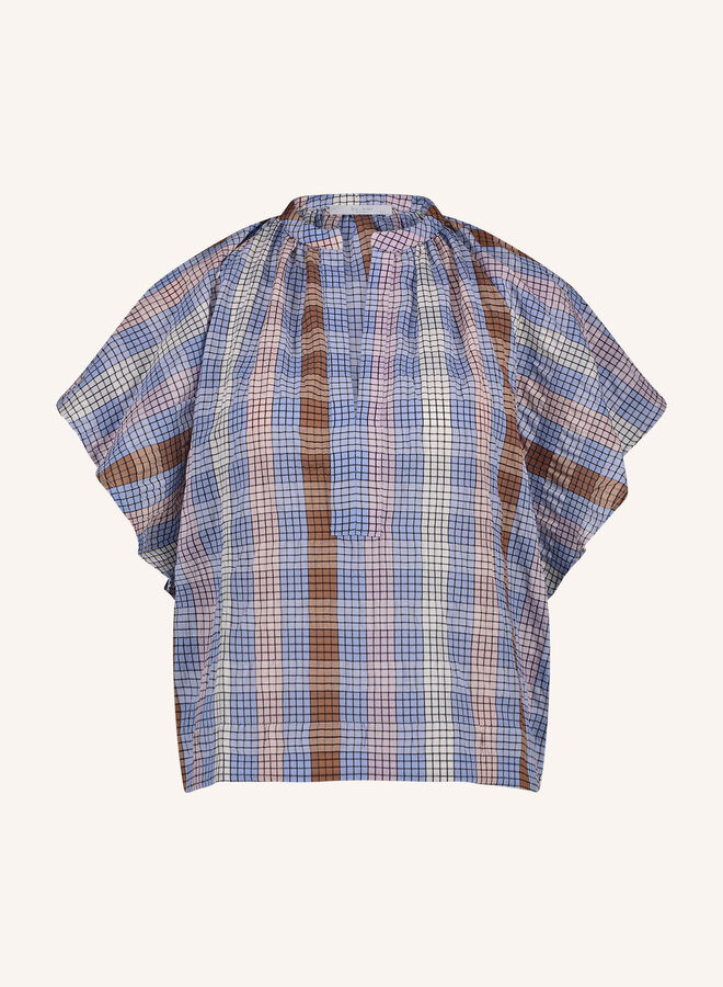 By Bar vina check blouse grid print