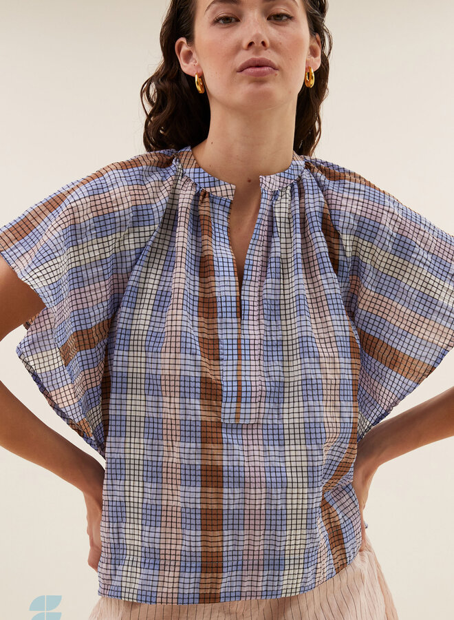 By Bar vina check blouse grid print