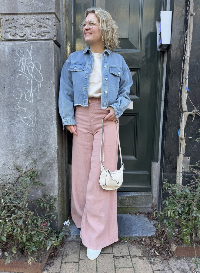 Circle bobbi denim jacket poppy blue