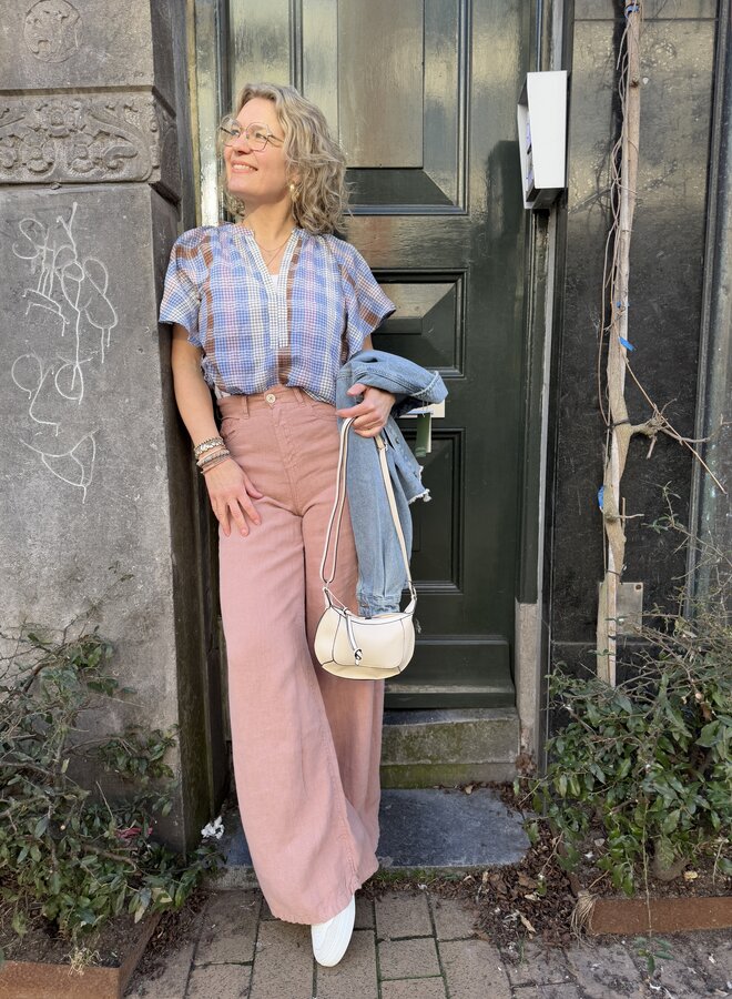 By Bar vina check blouse grid print