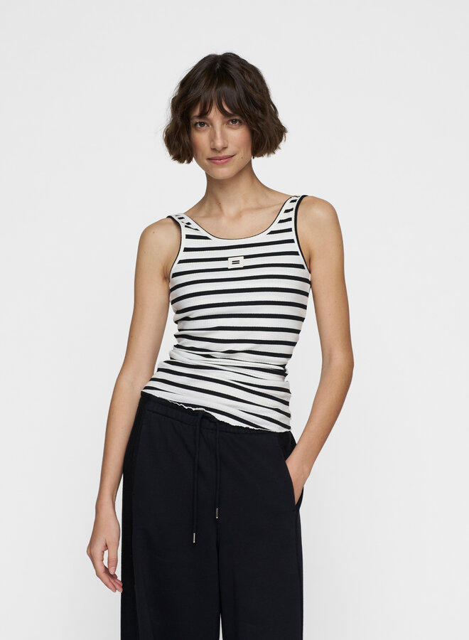 10days ballet top back scoop stripes ecru/black