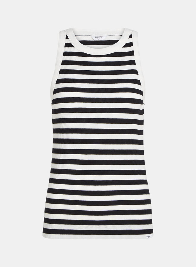 Penn&Ink S25F1581 singlet stripe ecru/black