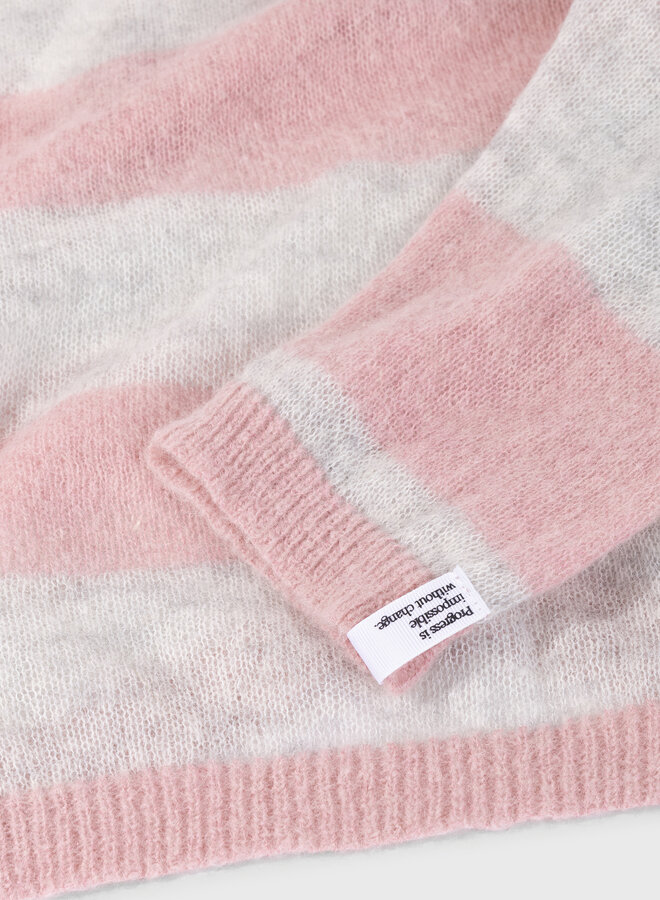 10days thin knit sweater raspberry/white grey