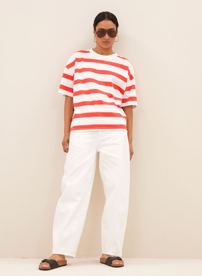 By Bar jade jersey stripe top red jersey stripe