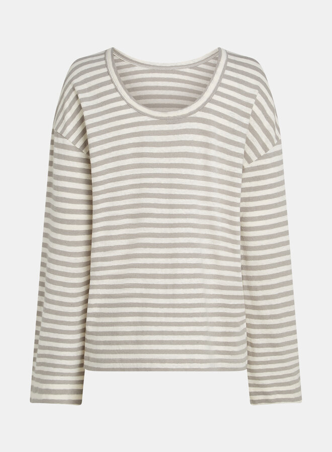 Penn&Ink S25F1648LTD longsleeve stripe ecru grey