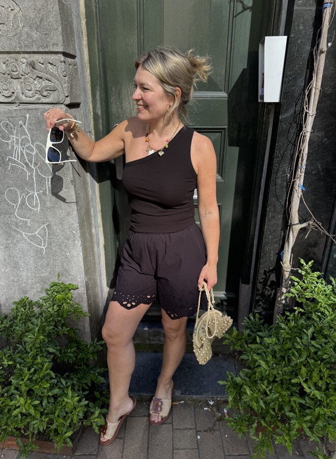 SF anna one shoulder top black