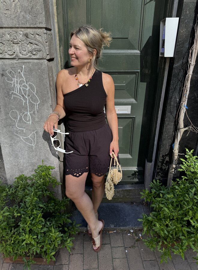 SF anna one shoulder top black