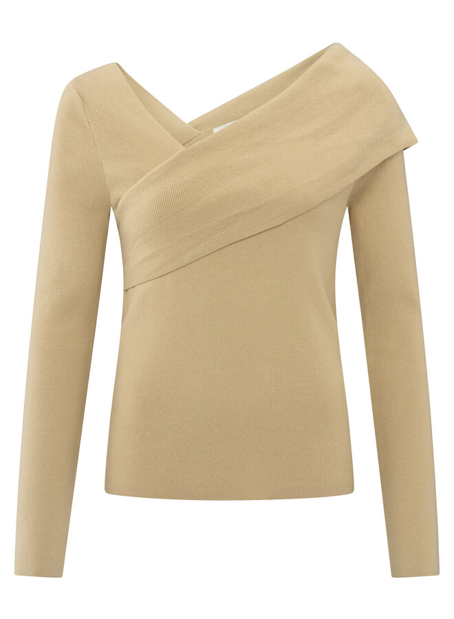 Yaya fitted sweater crossed croissant