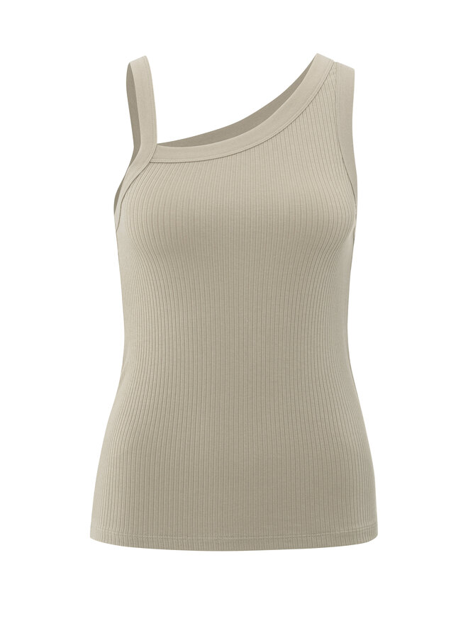 Yaya a-symmetric rib top beige