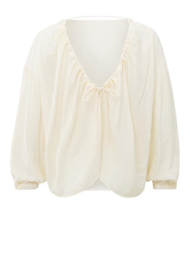 Yaya crinkle top with low back off white