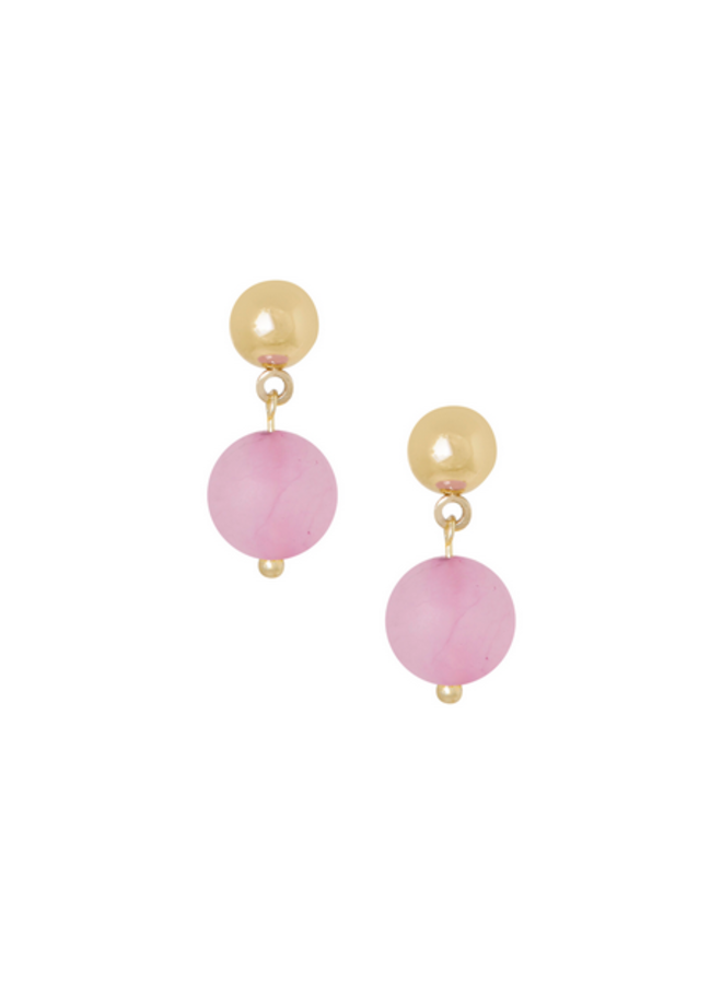 Ellen beekmans gemstone oorstekers “geel” (2cm) / roze
