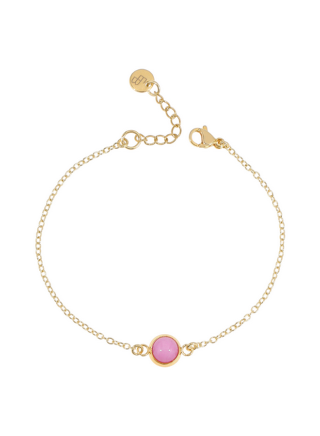 Ellen beekmans fijn armandje met gemstone in kastje roze