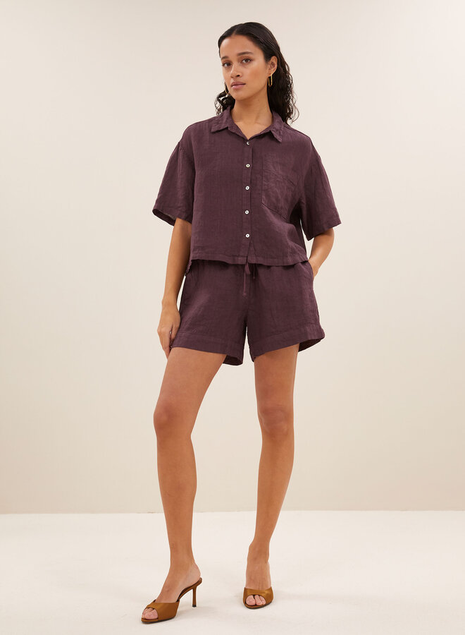 By Bar mara linen blouse plum