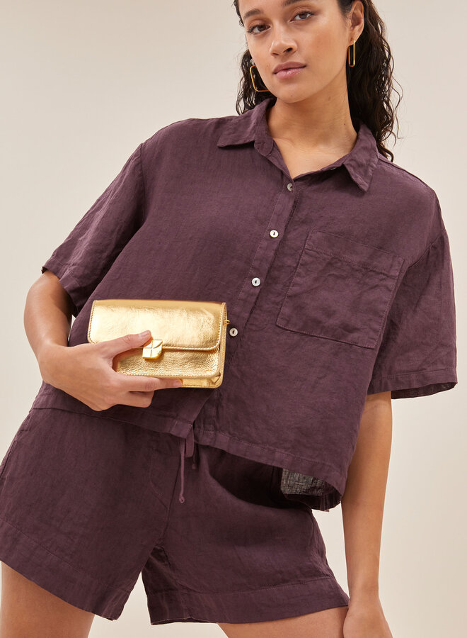 By Bar mara linen blouse plum