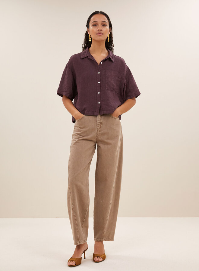 By Bar mara linen blouse plum