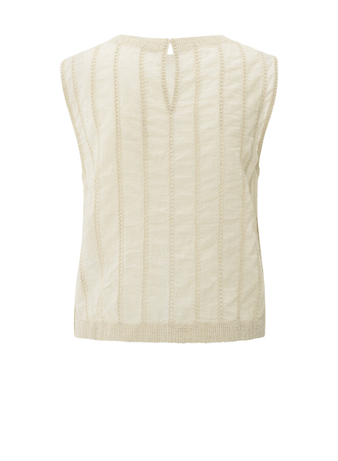 Yaya embroidered singlet with rib off white