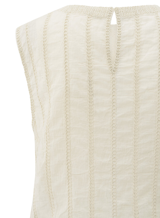 Yaya embroidered singlet with rib off white