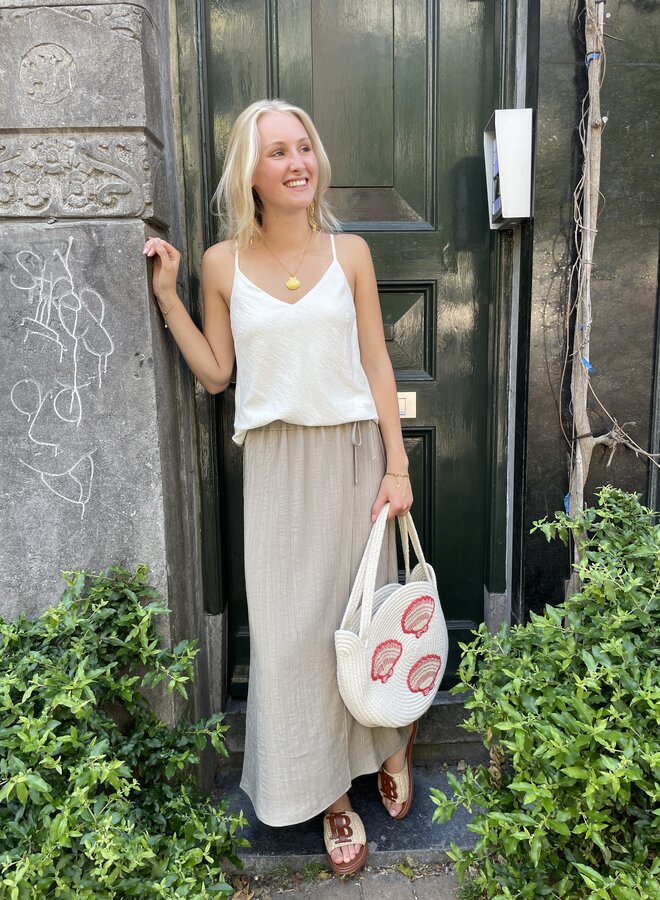 Yaya singlet with lace off white
