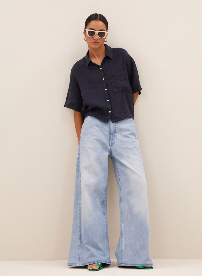 By Bar mara linen blouse midnight