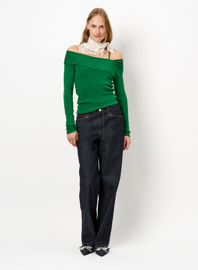 Dante6 wave asymmetric knitted sweater green