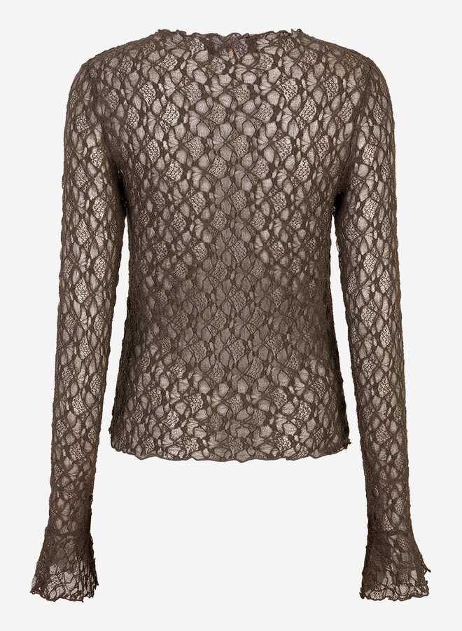 Ibana taola lace top LS  coffee bean