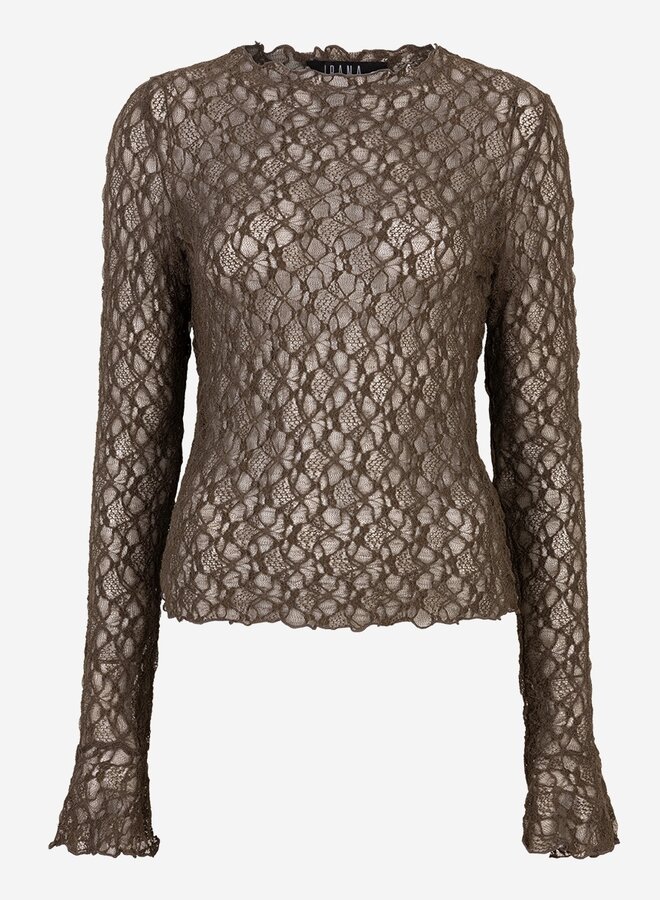 Ibana taola lace top LS  coffee bean
