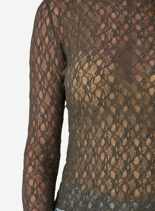Ibana taola lace top LS  coffee bean