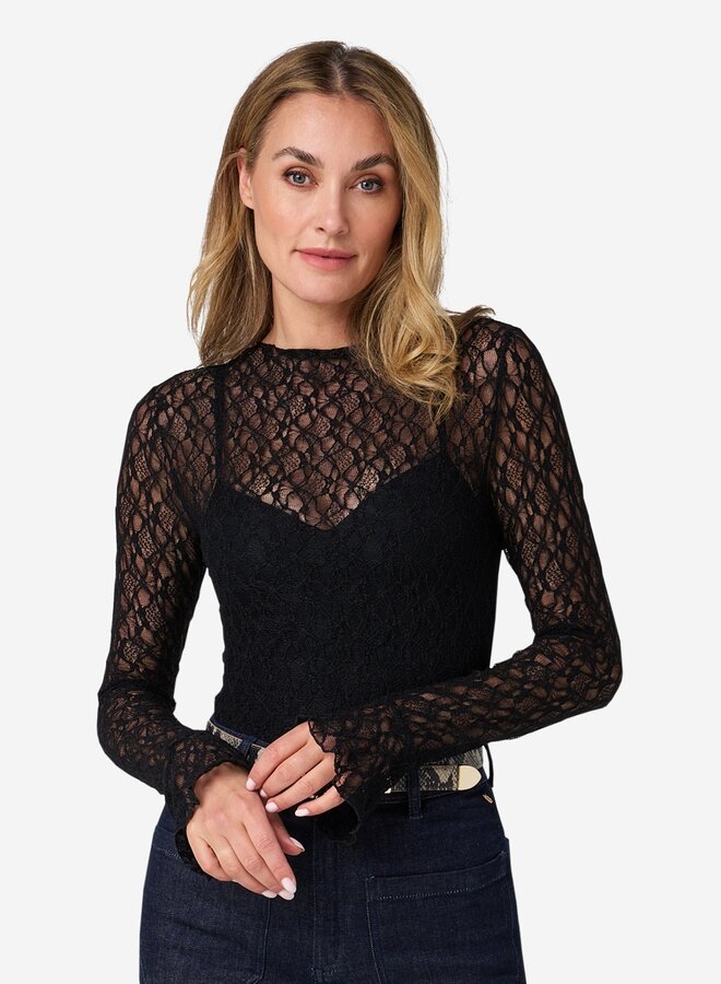 Ibana taola lace top LS  black