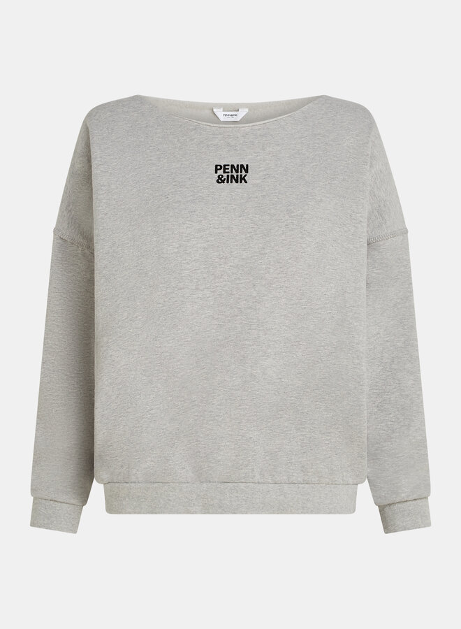 Penn&Ink W25F1703 sweater print grey mel. black