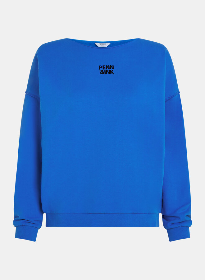Penn&Ink W25F1703 sweater print royal blue black