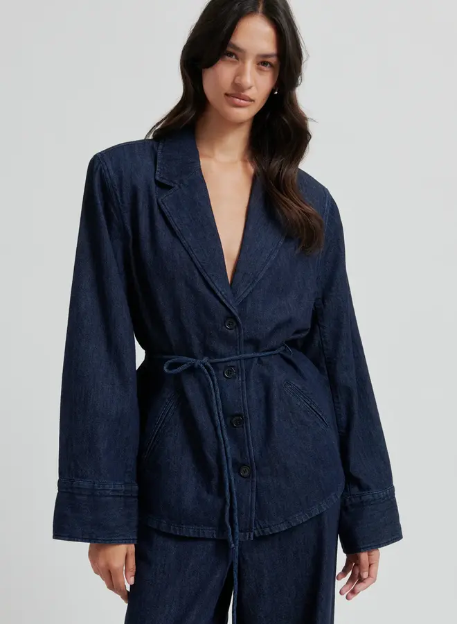 Second F. olane denim shirt blazer dark blue
