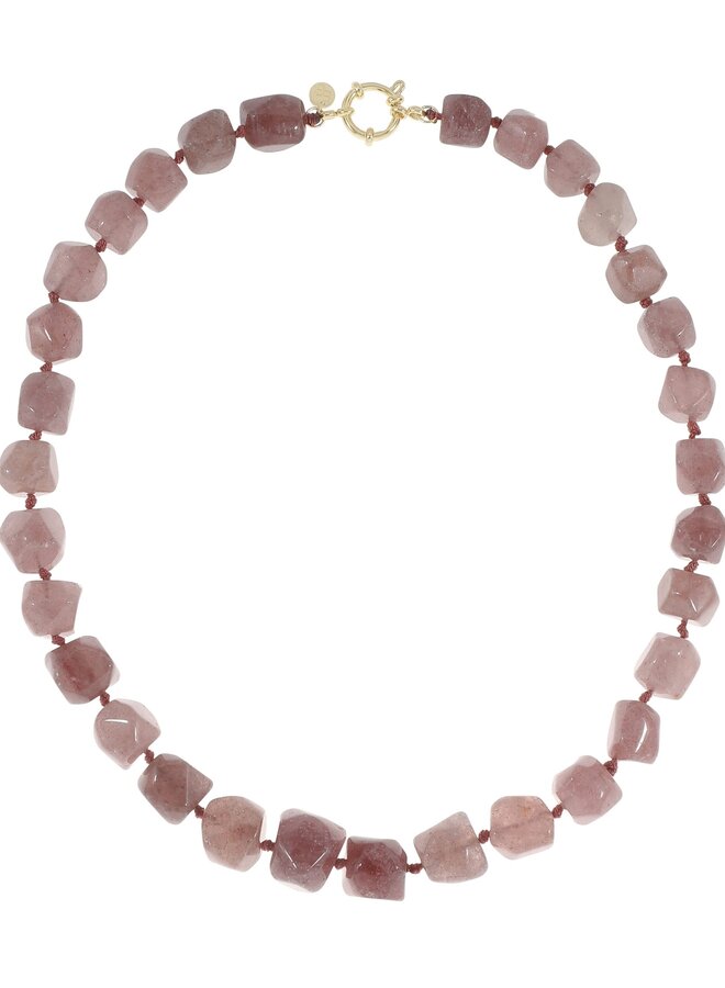 Ellen beekmans organische gemstone ketting XL warm roze