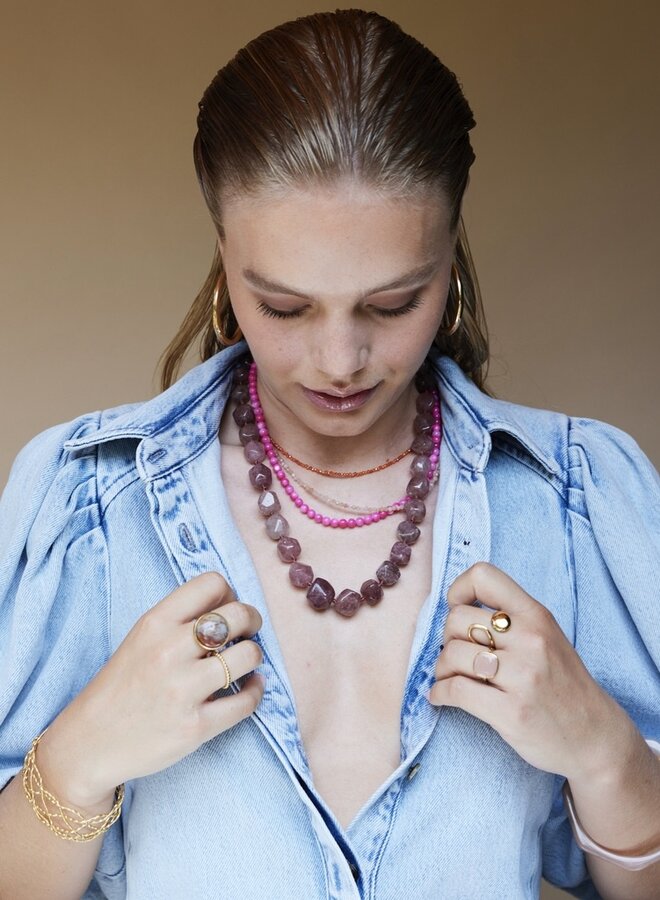 Ellen beekmans organische gemstone ketting XL warm roze