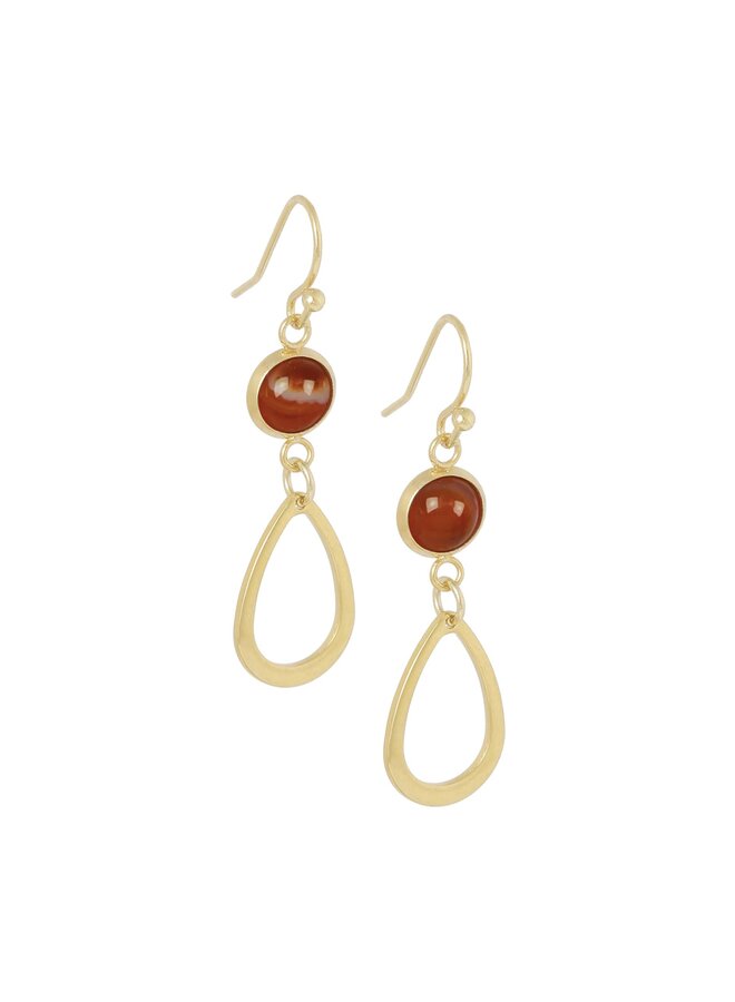 Ellen beekmans oorbellen met open pegel gemstone cognac