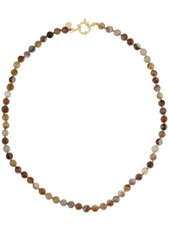 Ellen beekmans fijne gemstone ketting agaat (bruin) melee