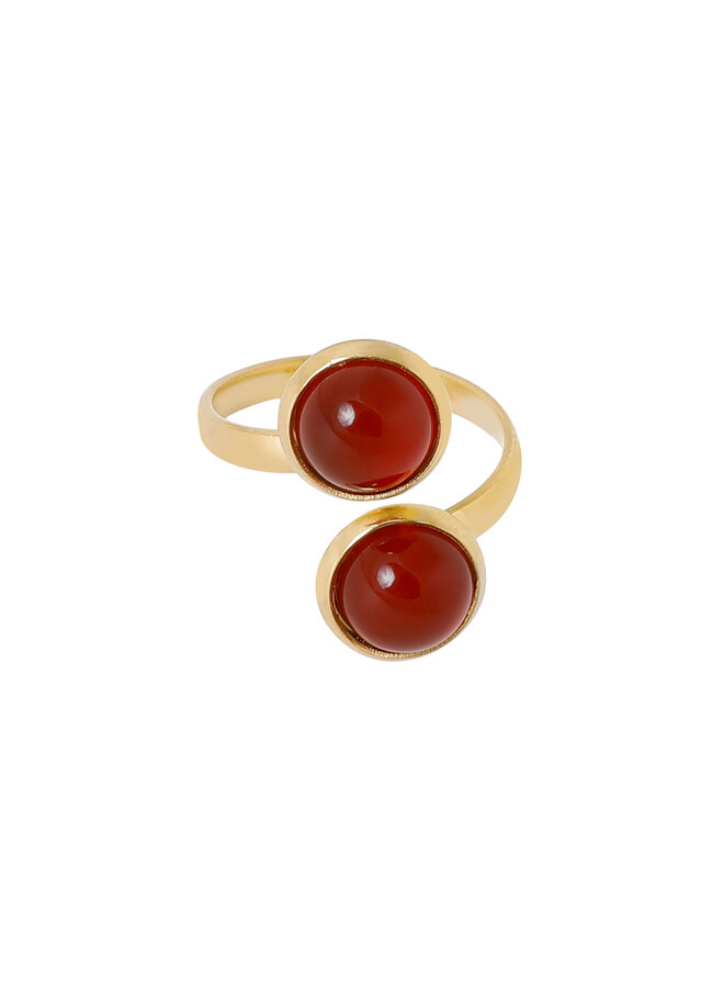 Ellen beekmans vergulde ring met 2 gemstones cognac