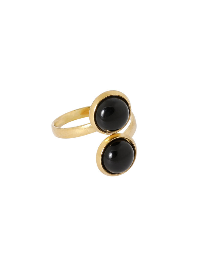 Ellen beekmans vergulde ring met 2 gemstones zwart