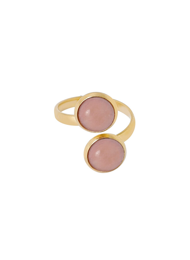 Ellen beekmans vergulde ring met 2 gemstones warm roze