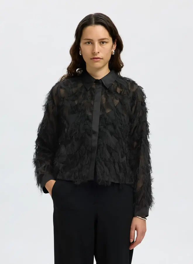 SF myline ls fluffy cropped shirt black