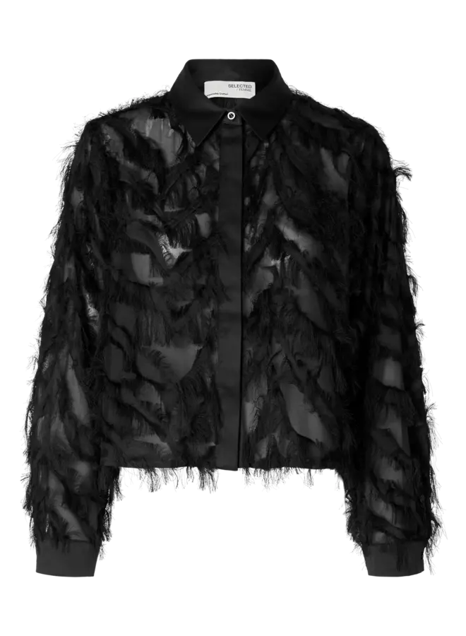 SF myline ls fluffy cropped shirt black