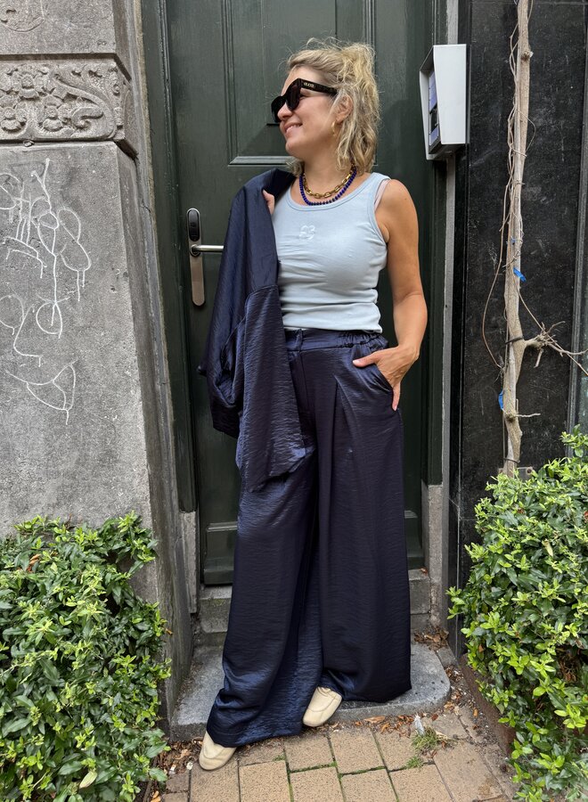 Fds odila satin pants navy