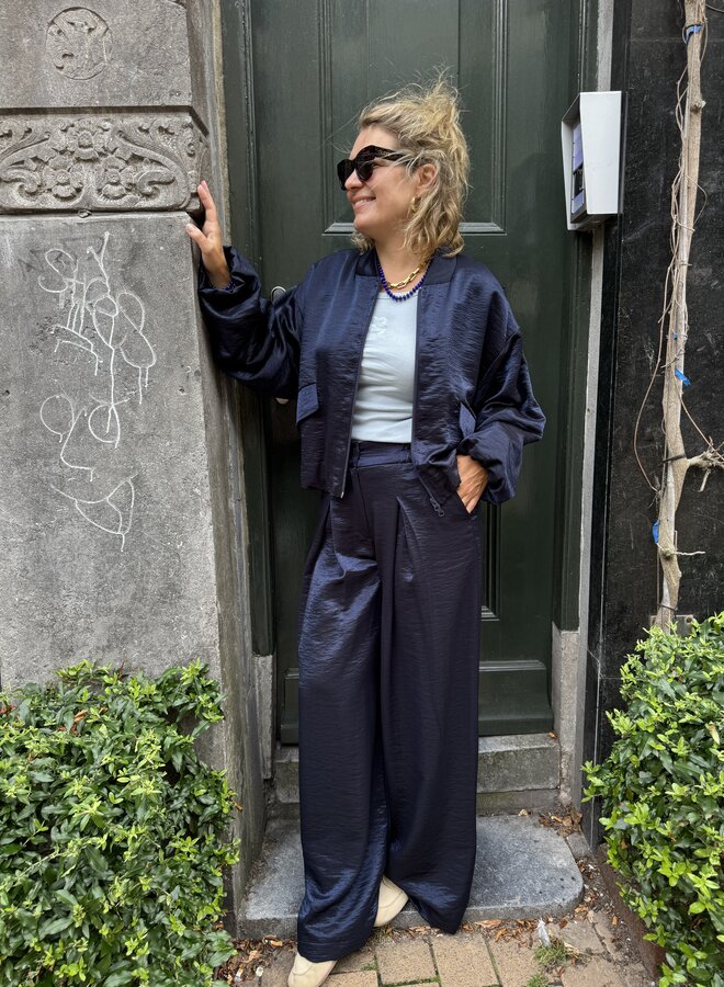 Fds lacy satin jacket navy