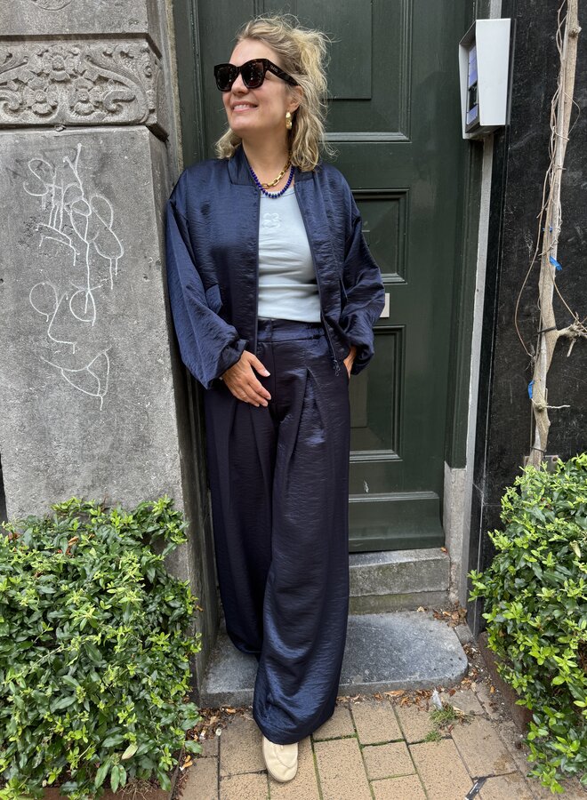 Fds lacy satin jacket navy