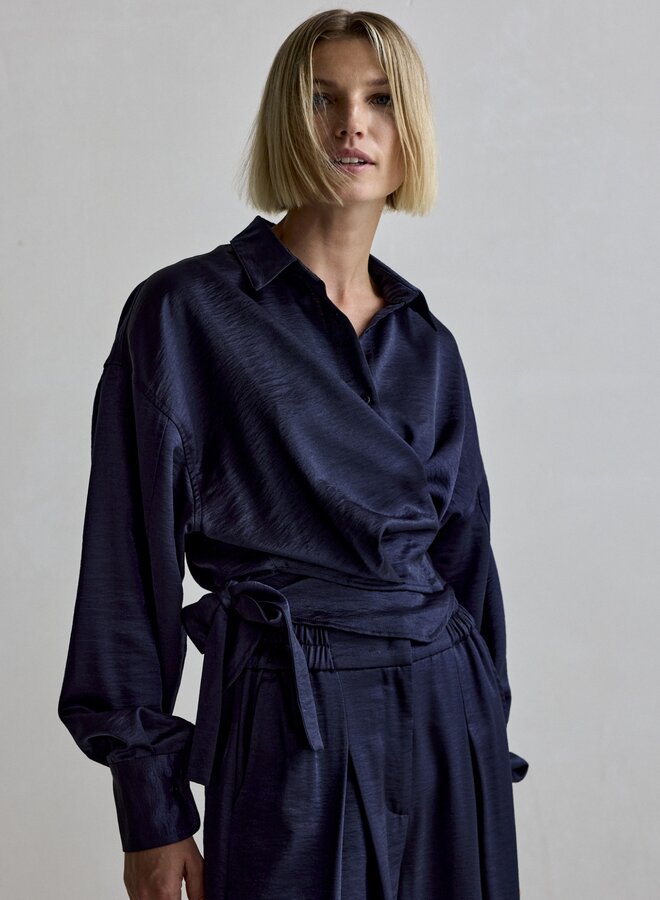 Fds allison satin blouse navy